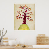Herbstbaum-Hochzeitsmonogramm Poster (Küche)