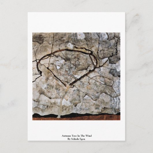 Herbstbaum im Wind von Schiele Egon Postkarte (Vorderseite)