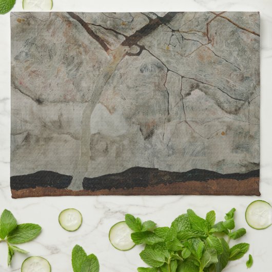 Herbstbaum in Bewegung von Egon Schiele Geschirrtuch (Gefaltet)