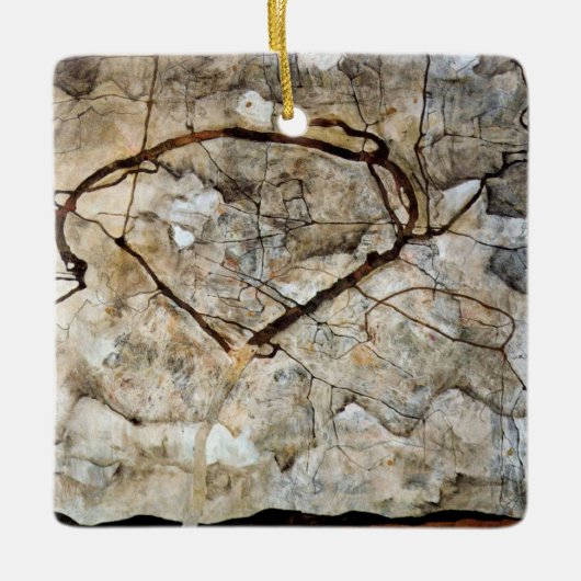 Herbstbaum in Bewegung von Egon Schiele Keramikornament (Vorderseite)