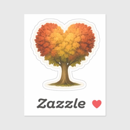 Herbstbaum in Herzform Aufkleber (Blatt)