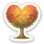 Herbstbaum in Herzform Aufkleber (Vorderseite)