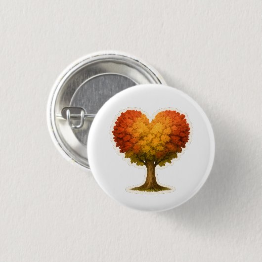 Herbstbaum in Herzform Button (Vorne & Hinten)