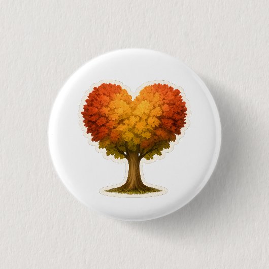 Herbstbaum in Herzform Button (Vorderseite)