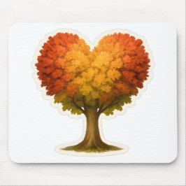 Herbstbaum in Herzform Mousepad