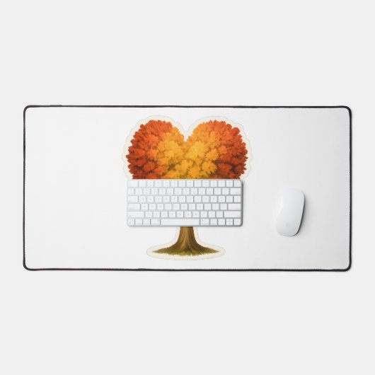 Herbstbaum in Herzform Schreibtischunterlage (Tastatur & Maus)