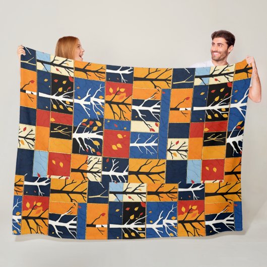 Herbstbaum lässt Farbmuster-Muster zurück Fleecedecke (Beispiel)