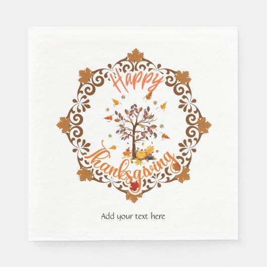 Herbstbaum Mandala Fall Foliage & Erntedank Serviette (Vorderseite)
