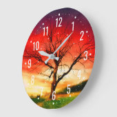 Herbstbaum mit Sonnenuntergang - Einzigartiger Auß Große Wanduhr (Winkel)