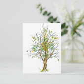 Herbstbaum Pen und Tinte Zeichnend Wasserfarbe Postkarte (Stehend Vorderseite)
