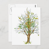 Herbstbaum Pen und Tinte Zeichnend Wasserfarbe Postkarte (Vorne/Hinten)