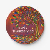 Herbstbaum Personalisiert glückliches Thanksgiving Pappteller (Vorderseite)
