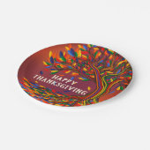 Herbstbaum Personalisiert glückliches Thanksgiving Pappteller (Schrägansicht)
