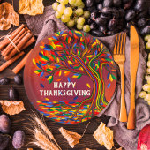 Herbstbaum Personalisiert glückliches Thanksgiving Pappteller