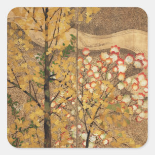 Herbstbaum Quadratischer Aufkleber