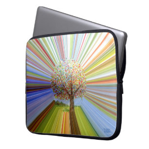 Herbstbaum Regenbogen gestreift Monogramm Laptopschutzhülle