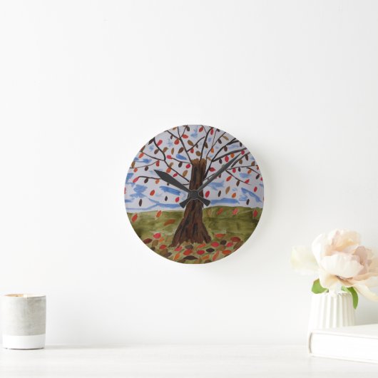 Herbstbaum-Rundschau Runde Wanduhr (Zuhause)
