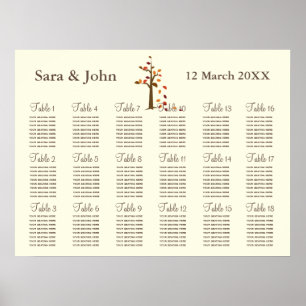 Herbstbaum Rustikale Hochzeitssattelkarte Poster