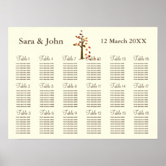 Herbstbaum Rustikale Hochzeitssattelkarte Poster
