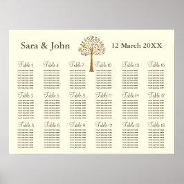 Herbstbaum Rustikale Hochzeitssattelkarte Poster