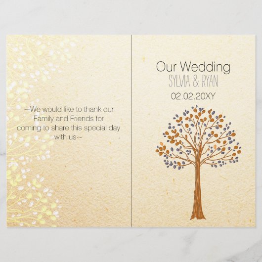 Herbstbaum, Rustikales Hochzeitsprogramm (Vorderseite)