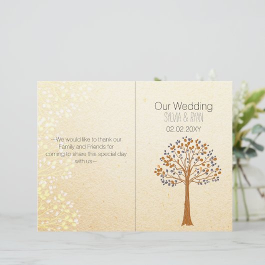 Herbstbaum, Rustikales Hochzeitsprogramm (Stehend Vorderseite)