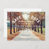 Herbstbaum Save the Date Postkartenaufzeichnung Ankündigungspostkarte (Vorne/Hinten)