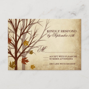 Herbstbaum-Silhouetten Herbsthochzeiten-RSVP-Karte RSVP Karte