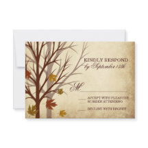 Herbstbaum-Silhouetten Herbsthochzeiten-RSVP-Karte