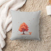 Herbstbaum und Eichhörnchen Kissen (Decke)