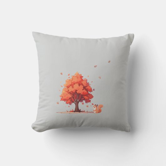 Herbstbaum und Eichhörnchen Kissen (Vorderseite)
