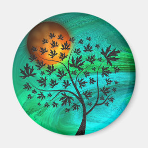 Herbstbaum und Ernte Mond Magnet