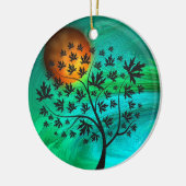 Herbstbaum und Erntemond Keramik Ornament (Links)