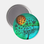 Herbstbaum und Erntemond Magnet (Vorderseite/Rückseite)