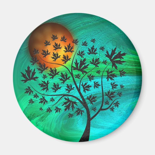 Herbstbaum und Erntemond Magnet (Vorne)