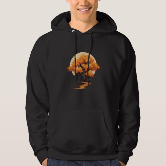 Herbstbaum und Mond Hoodie (Vorderseite)