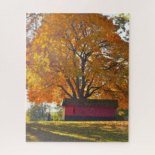 Herbstbaum und Scheune Puzzle (Vertikal)