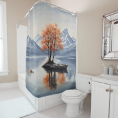 Herbstbäume auf einer Insel im Berg Duschvorhang (Beispiel)