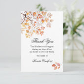 Herbstbäume Beerdigung Dankeschön Karte (Stehend Vorderseite)