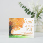 Herbstbaume fallen Save the Date auf PostCard-Matc Ankündigungspostkarte (Stehend Vorderseite)