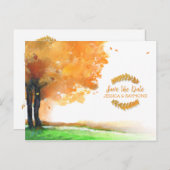 Herbstbaume fallen Save the Date auf PostCard-Matc Ankündigungspostkarte (Vorne/Hinten)