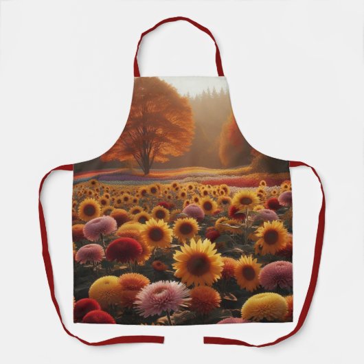 Herbstbäume/Feld mit Chrysanthemen Schürze (Vorderseite)