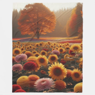Herbstbäume/Feld mit Mäuse Fleecedecke