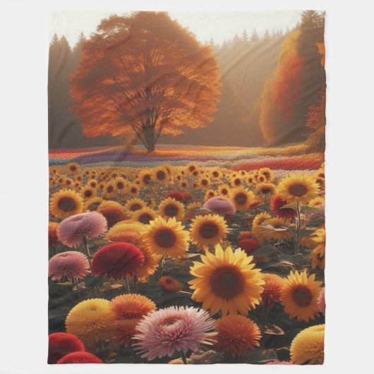 Herbstbäume/Feld mit Mäuse Fleecedecke (Vorderseite)