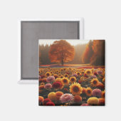 Herbstbäume/Feld mit Mäuse Magnet (Vorderseite/Rückseite)