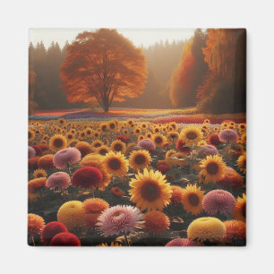 Herbstbäume/Feld mit Mäuse Magnet