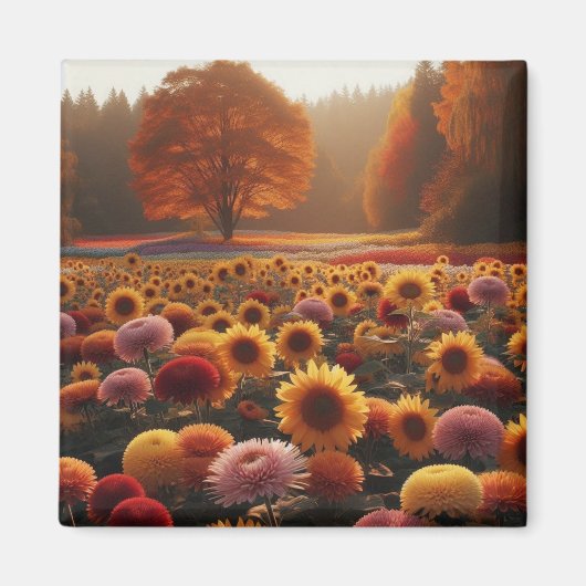 Herbstbäume/Feld mit Mäuse Magnet (Vorne)