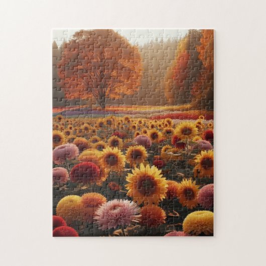 Herbstbäume/Feld mit Mäuse Puzzle (Vertikal)