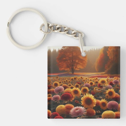 Herbstbäume/Feld mit Mäuse Schlüsselanhänger (Vorderseite)