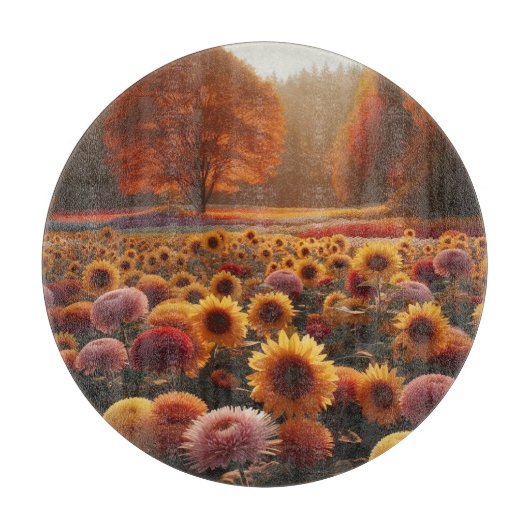 Herbstbäume/Feld mit Mäuse Schneidebrett (Vorderseite)